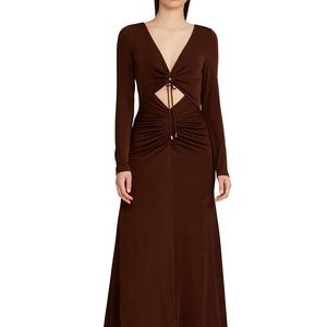 Significant Other Cut Out Brown Shiny Dress
